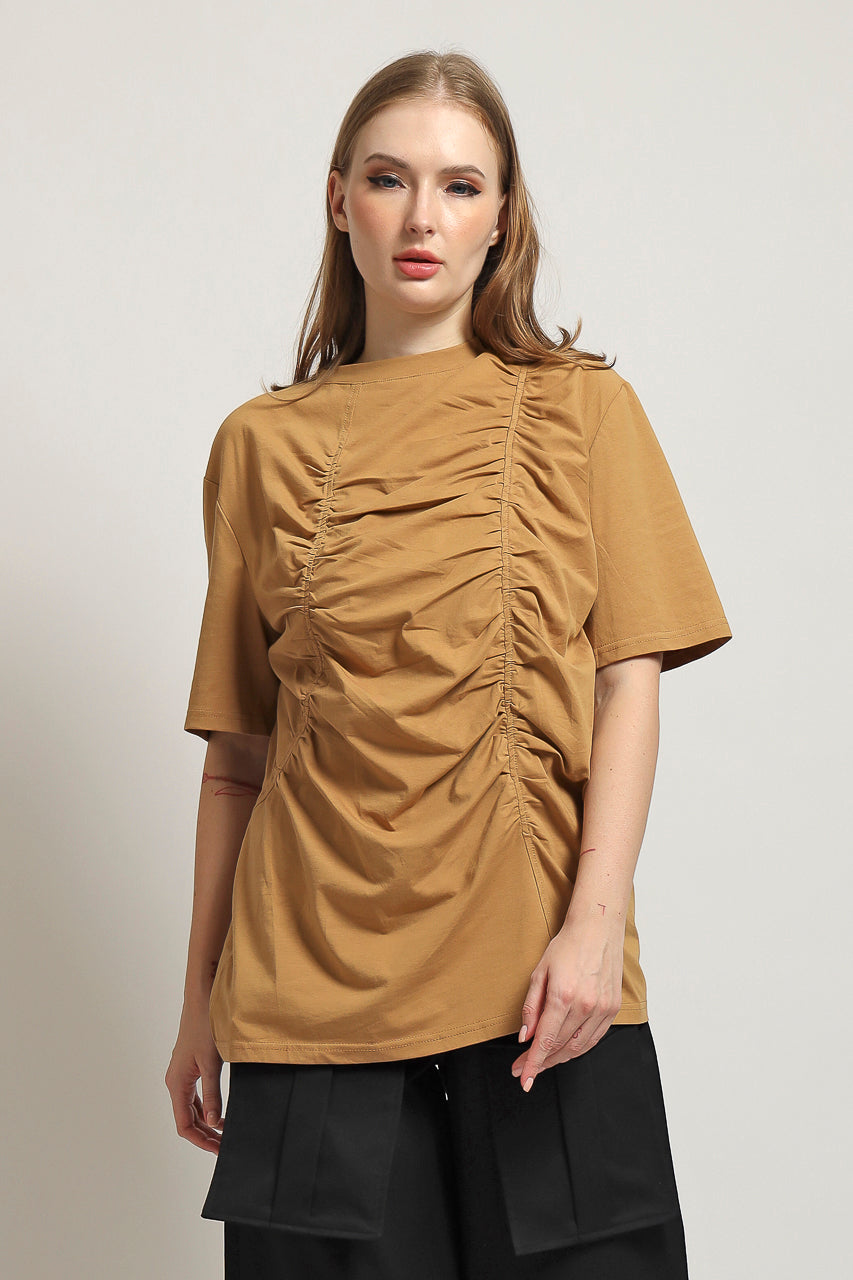 Bloom et Cotton Wrinkled Mocha Tee