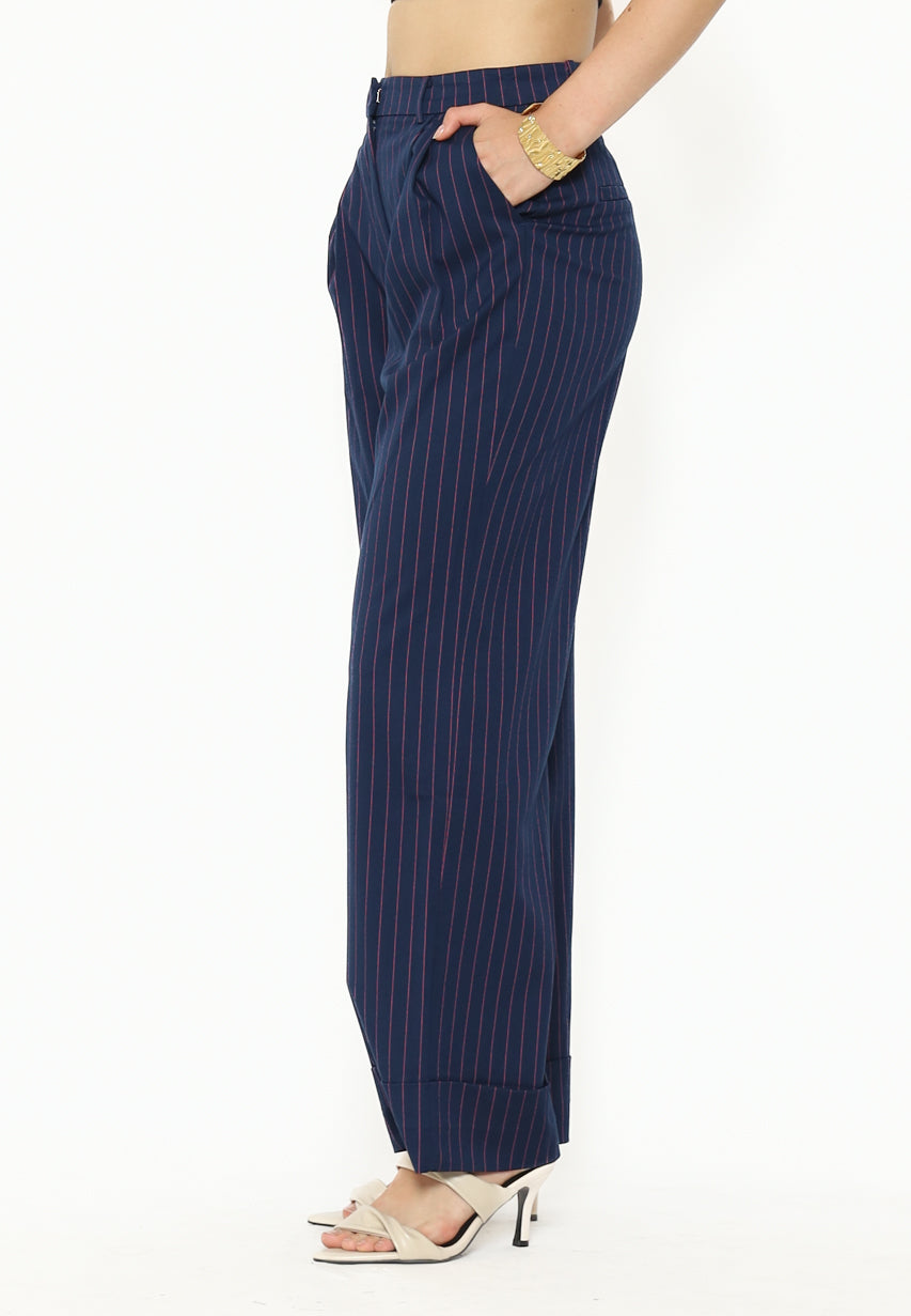 Bloom et Cotton Stripes Navy Pants