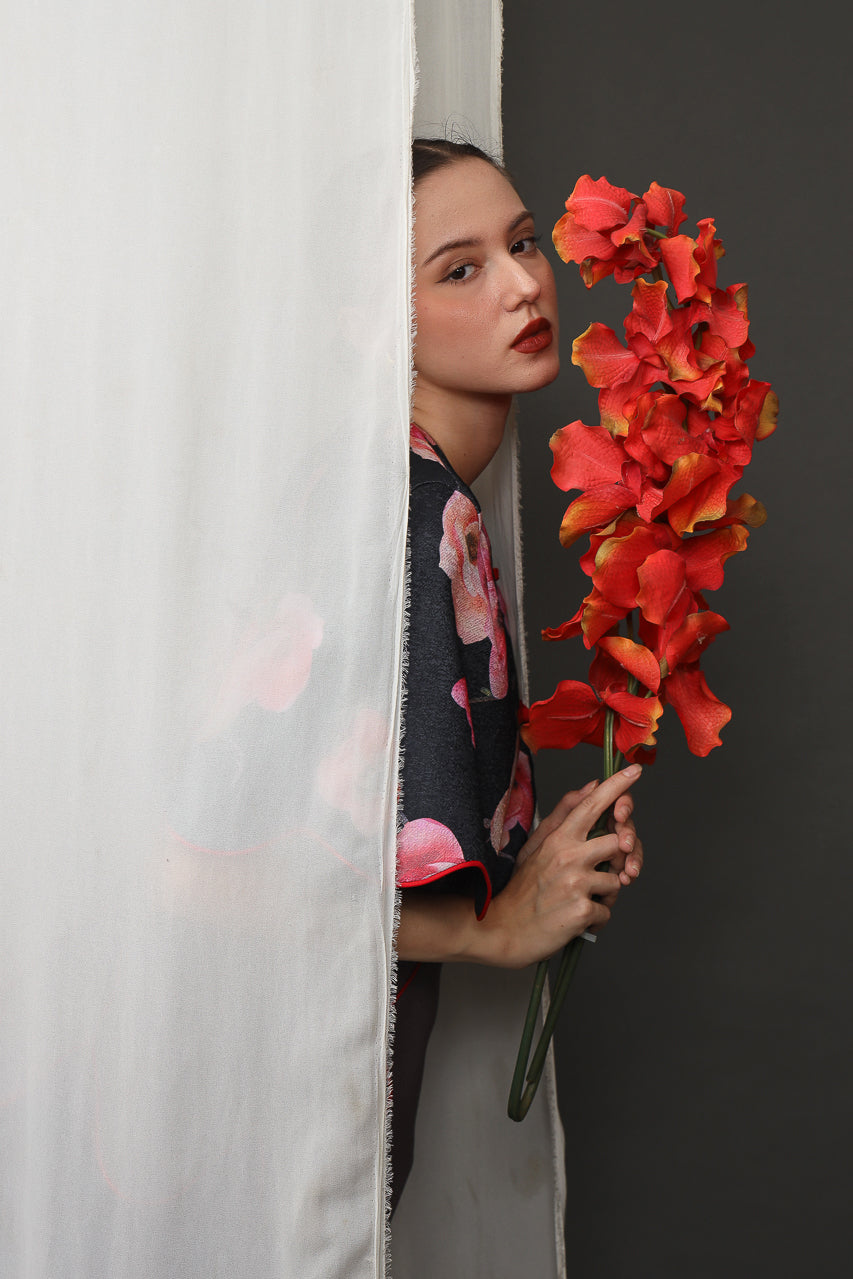 Bloom et Champs Ivanna Scalloped Fuschia Blouse