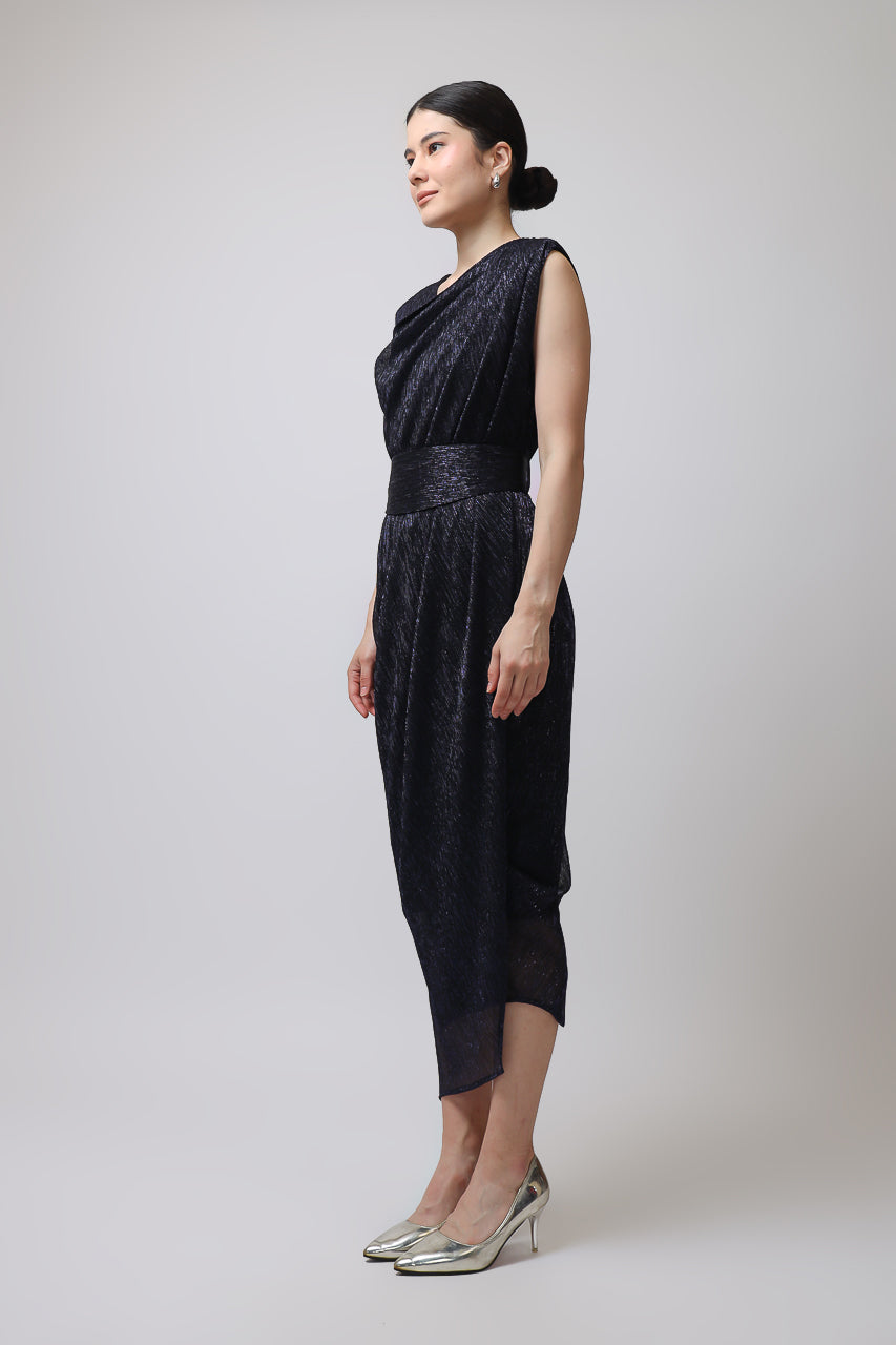 Bloom et Champs Silverish Dress in Blue Black
