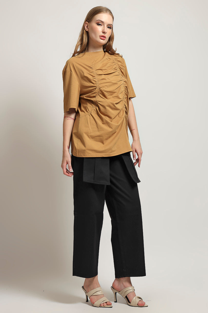 Bloom et Cotton Wrinkled Mocha Tee