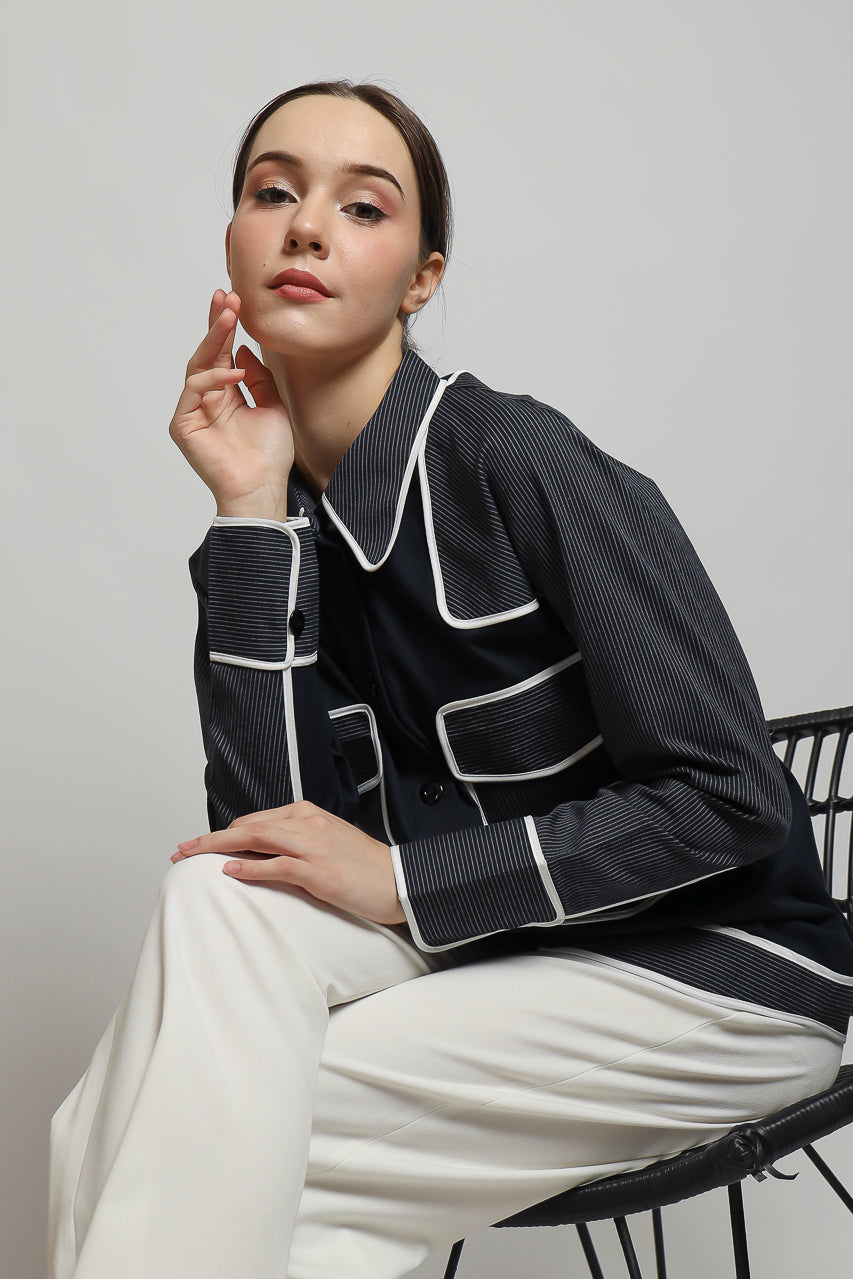 Bloom et Champs Kemeja Salur Navy