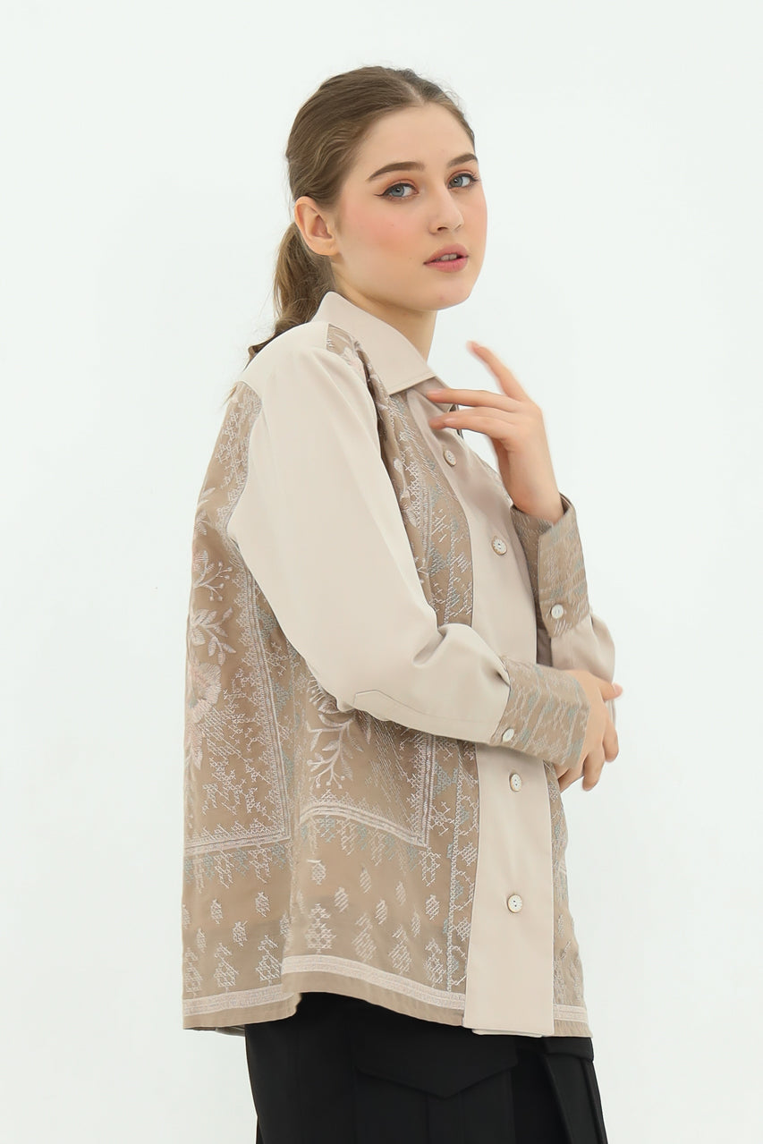 Bloom et Champs Nude Embroidered Shirt