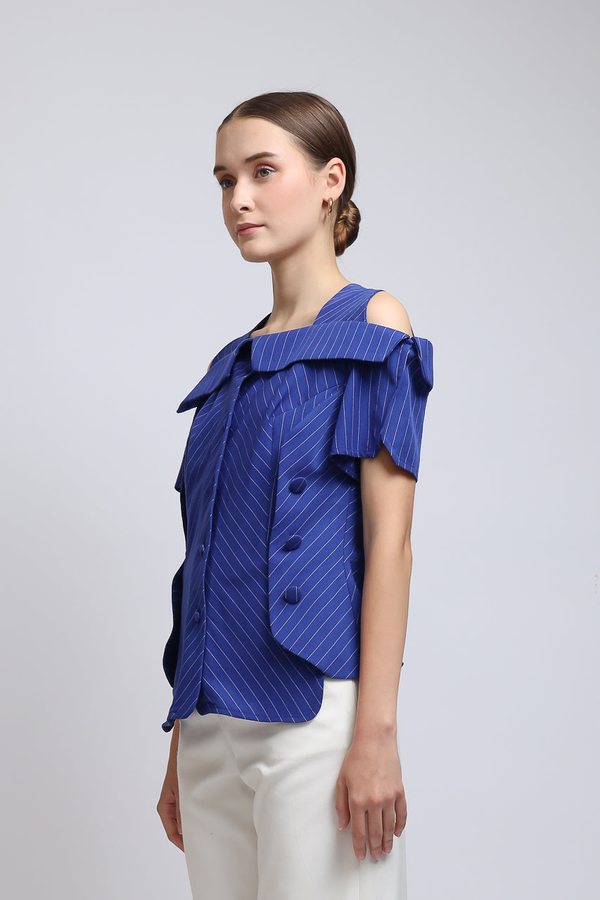 Bloom et Champs Stripe Sabrina in Coral Blue