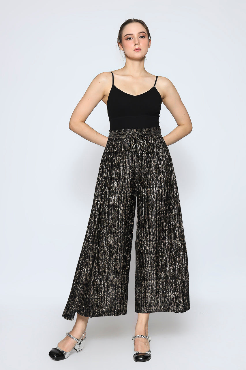 Bloom Pleats Blue Black Goldish Pants