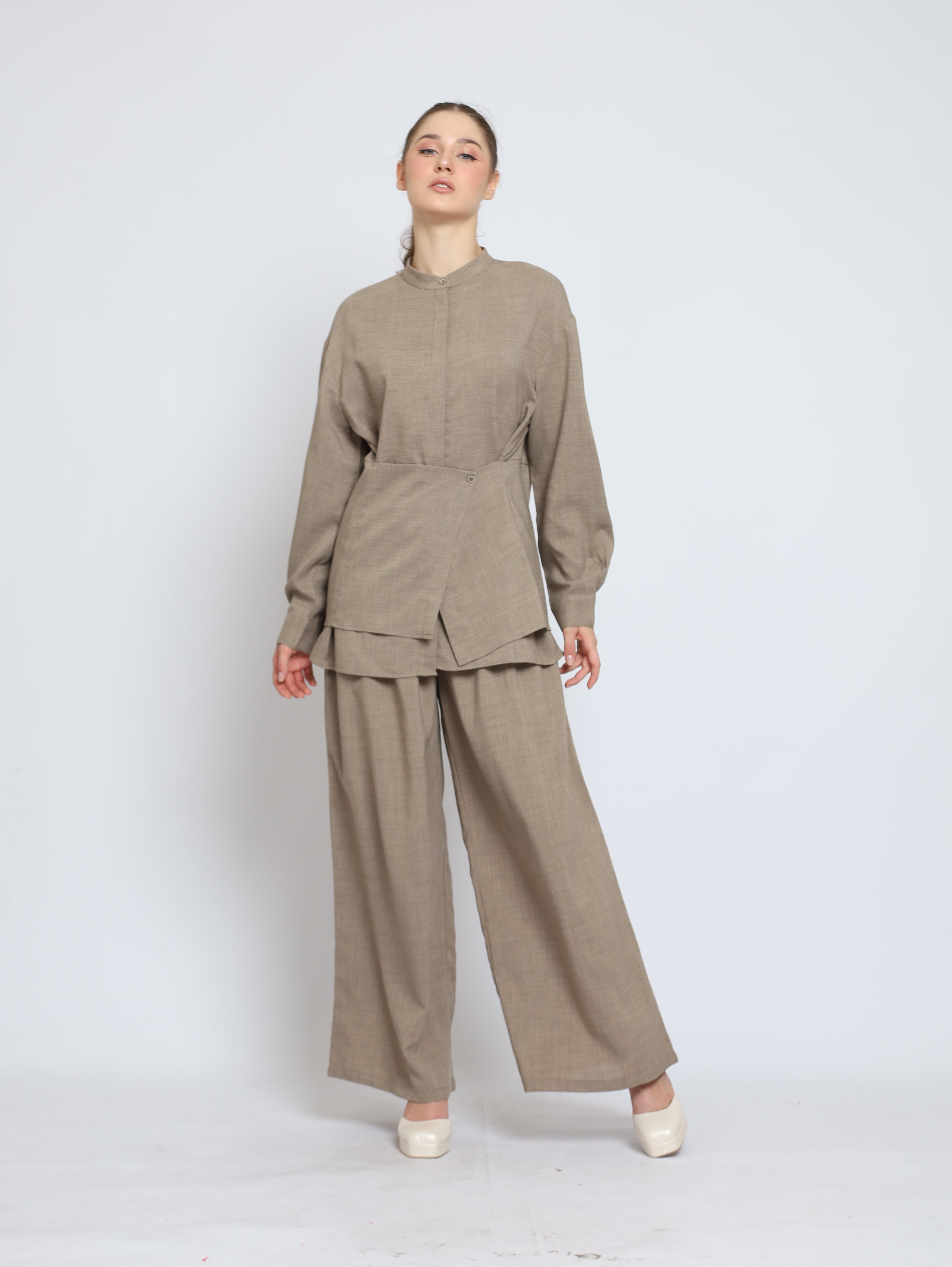 Bloom et Cotton Flowy Obi Shirt/ Hi waist Flowey Pants