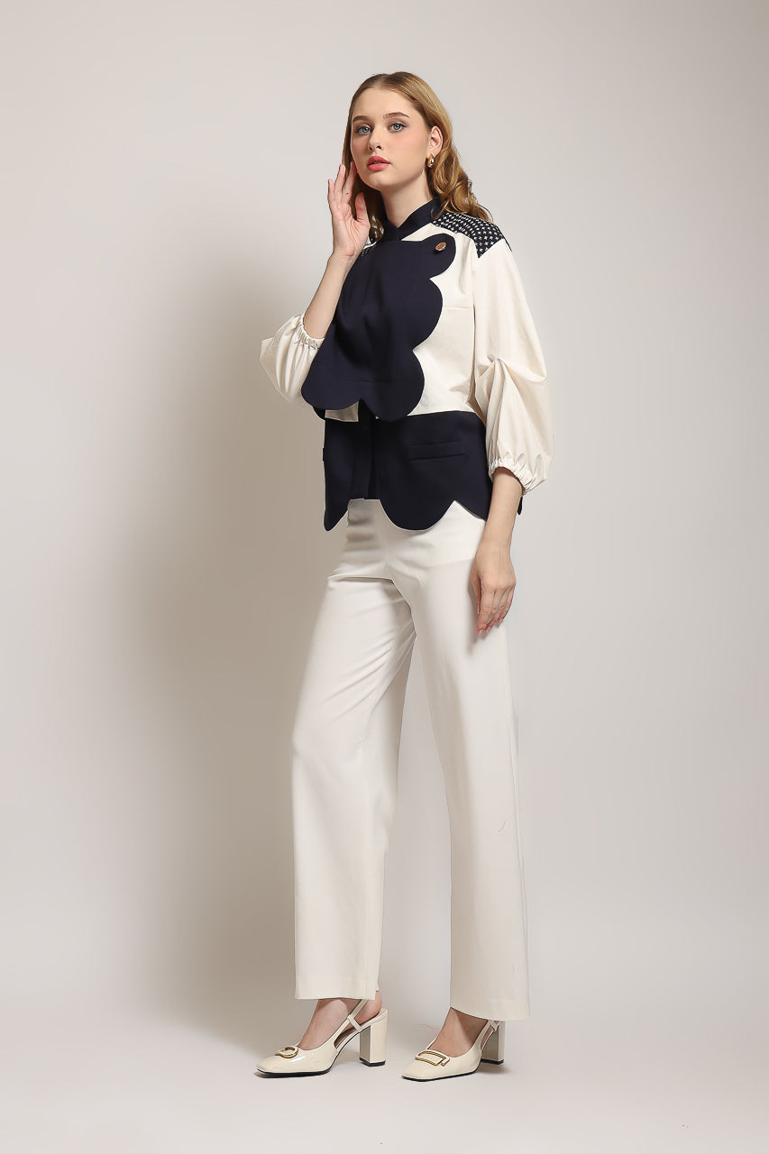 Bloom et Champs Blouse Scalloped Navy