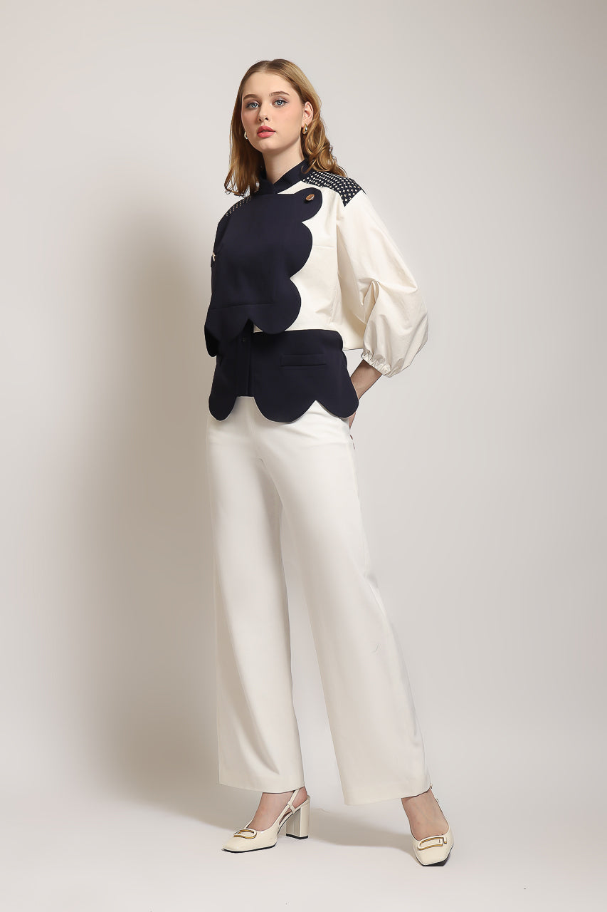 Bloom et Champs Blouse Scalloped Navy
