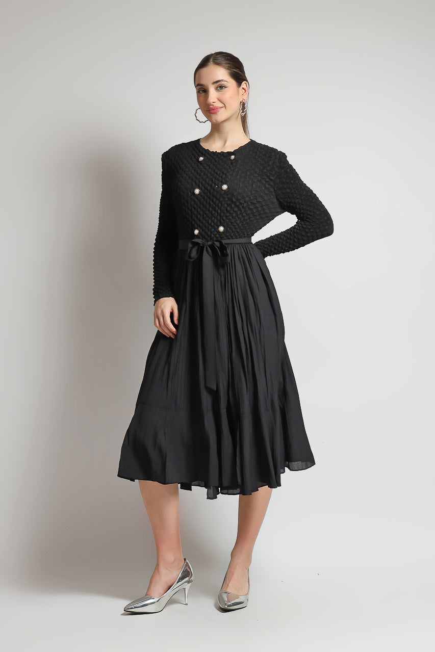 Bloom et Champs Dress Pleats Kancing