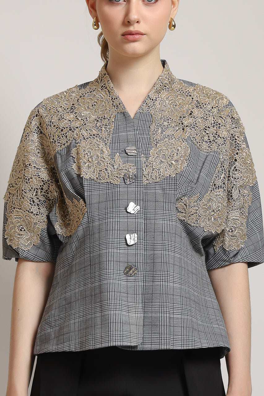 Bloom et Champs Caramel Blazer with Brocade