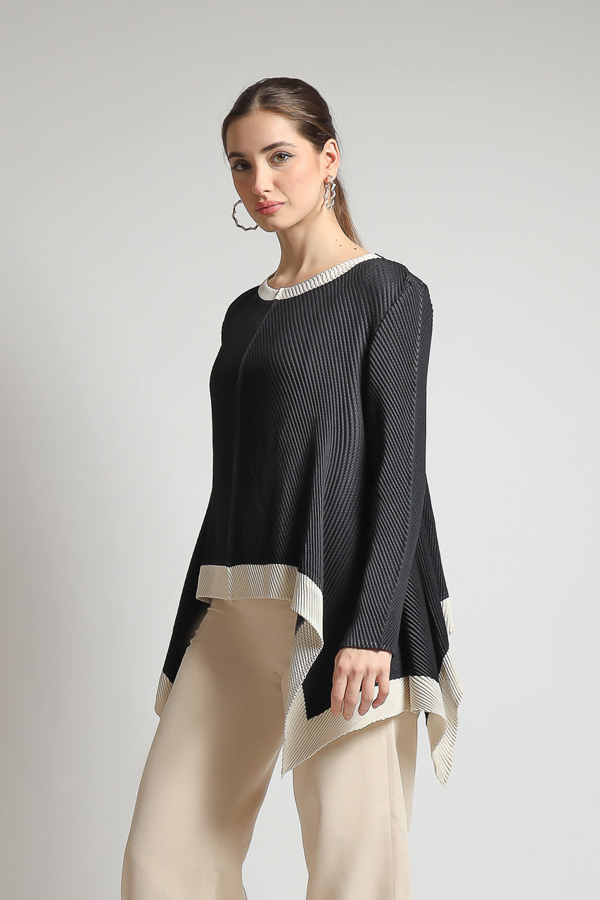 Bloom et Champs Top Kotak Pleats Monochrome