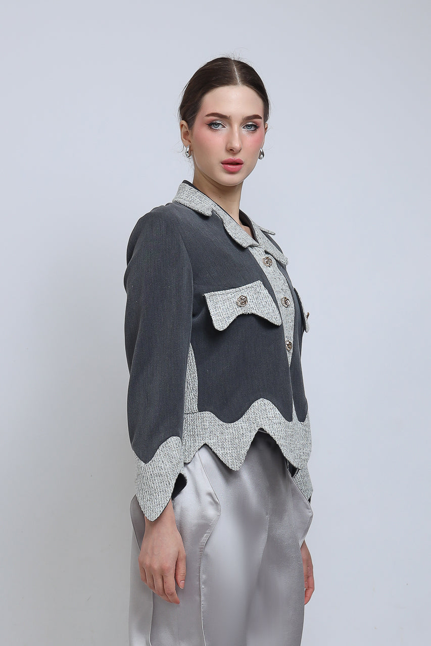 Bloom et Champs Blazer Mocci in Grey Tweed