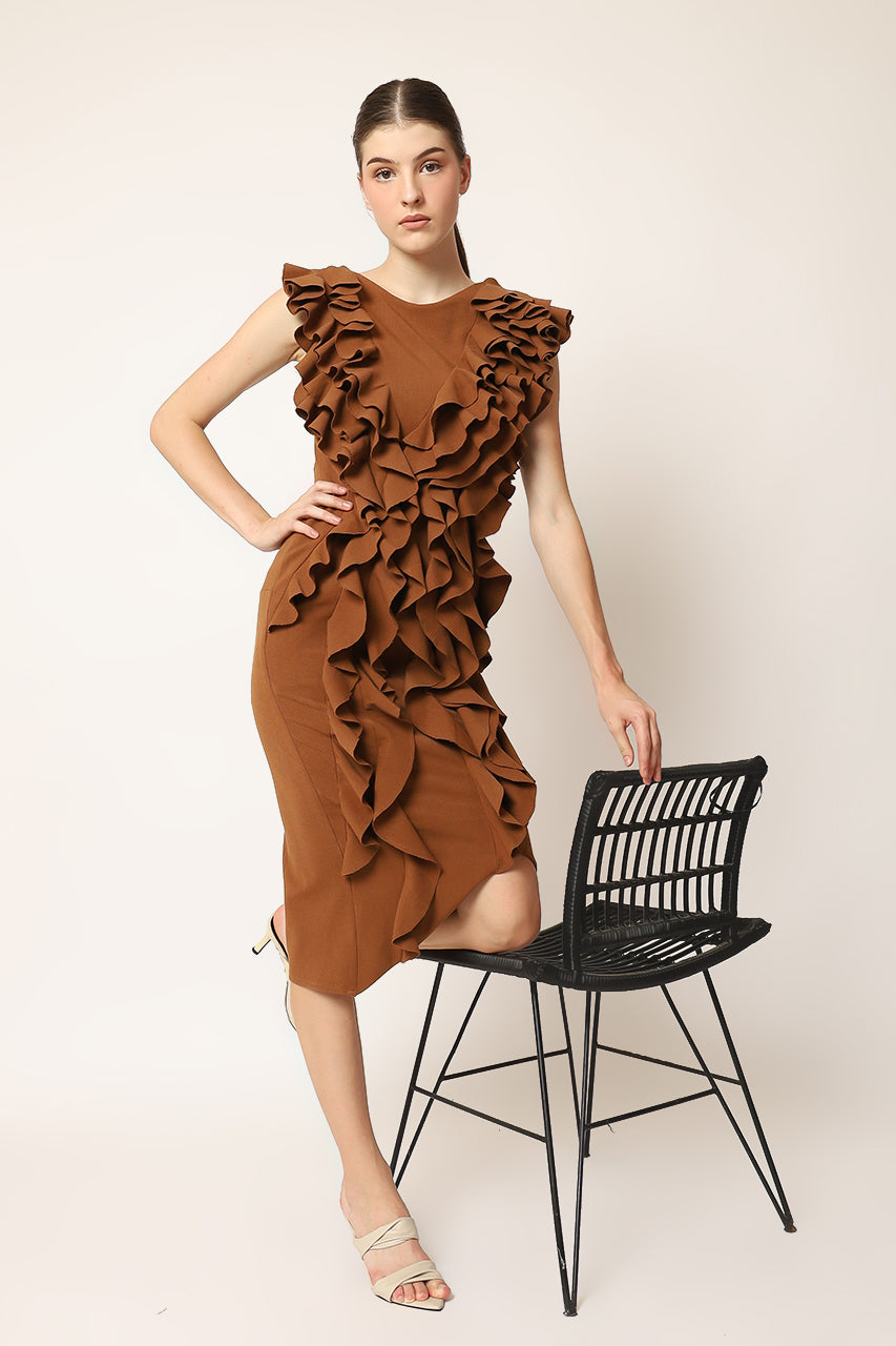 Bloom et Champs Dress Rample in Teracotta