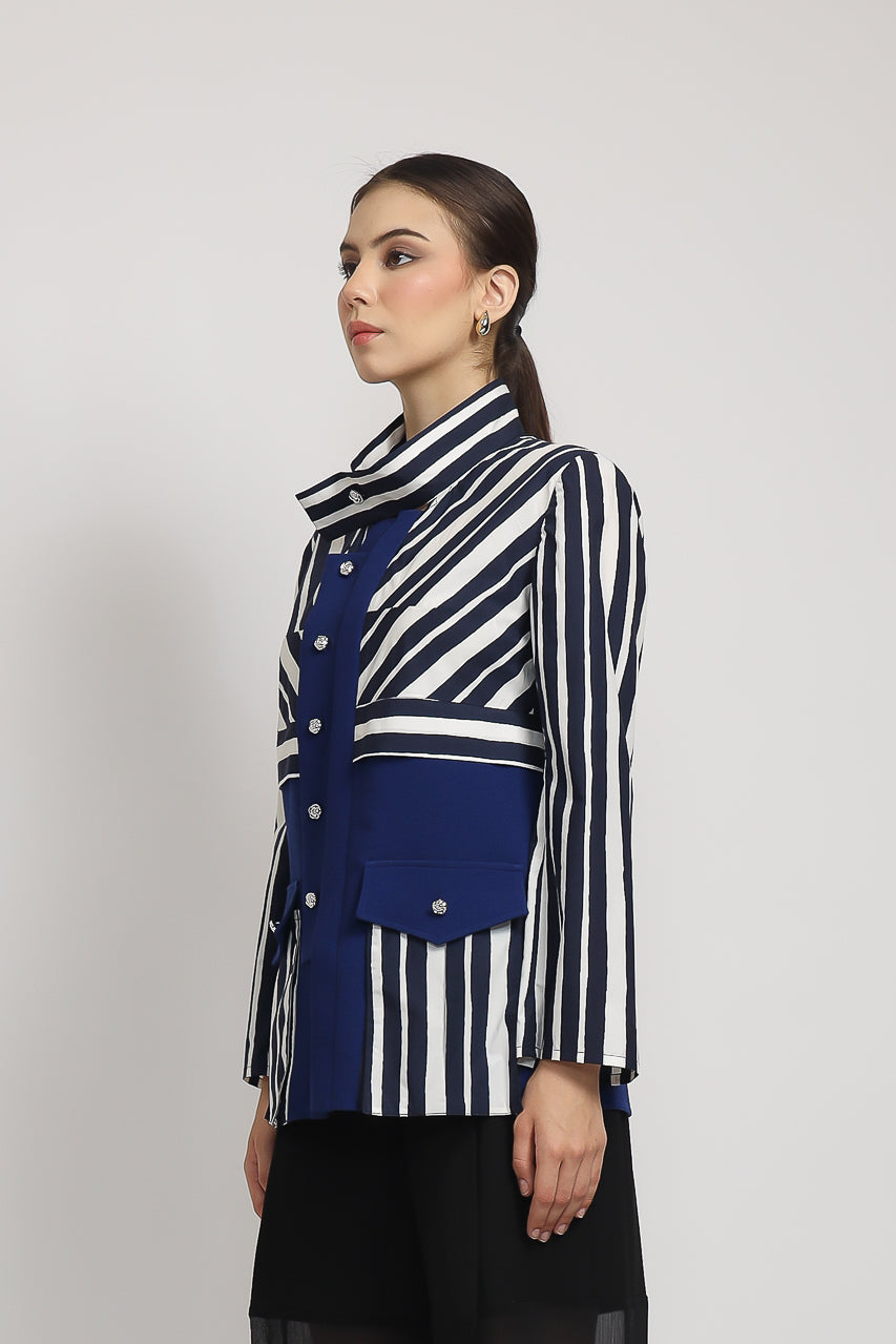 Bloom et Champs Kemeja Salur Elektrik/Alena Chiffon Pants