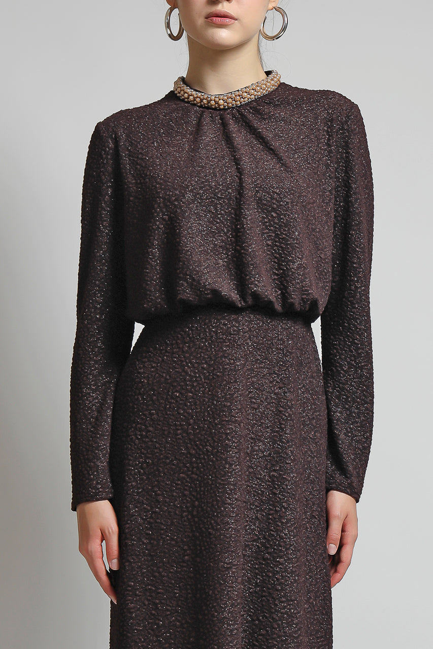 Bloom et Champs Dress Cognac Pearl Dress