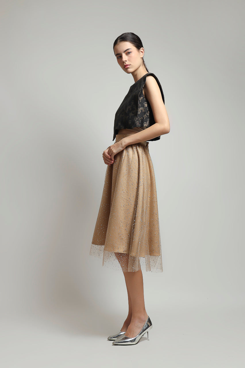 Bloom et Champs Tutu Skirt in Beige/Top Jacquard Kotak