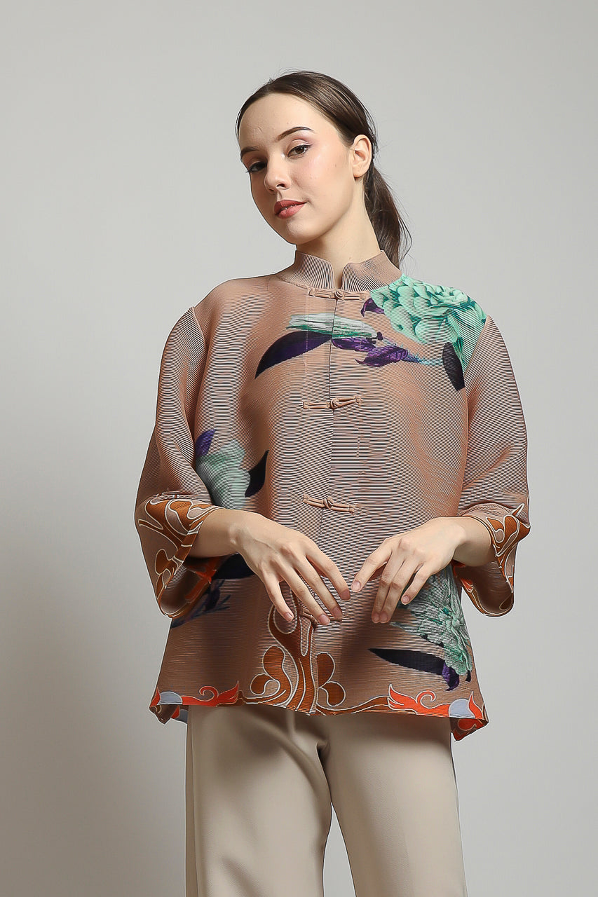 Bloom et Champs Floral Pleats Top