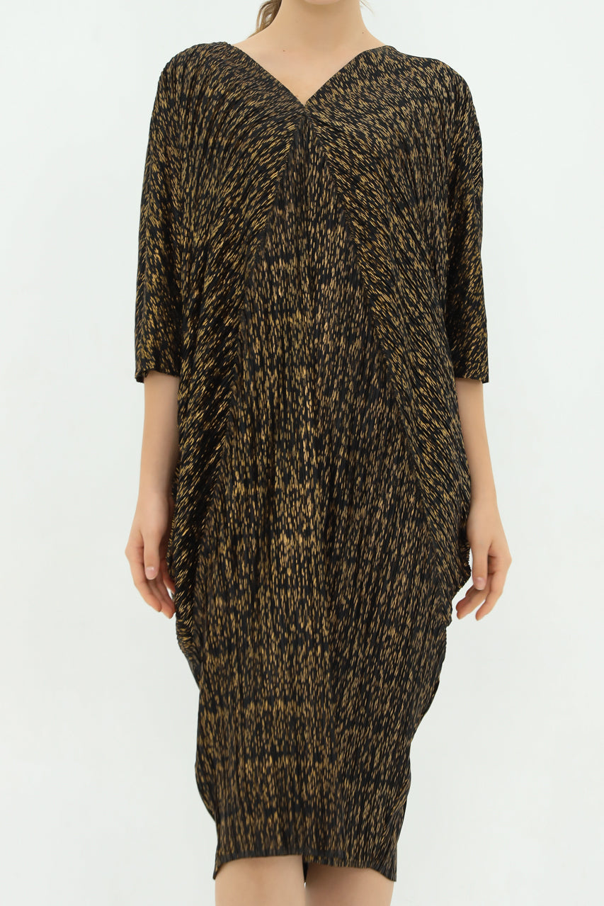 Bloom Pleats Dress Emas