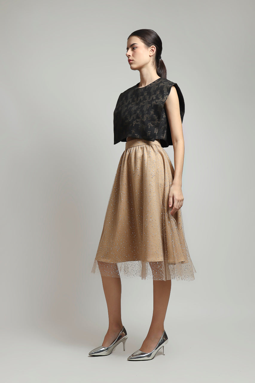 Bloom et Champs Tutu Skirt in Beige/Top Jacquard Kotak