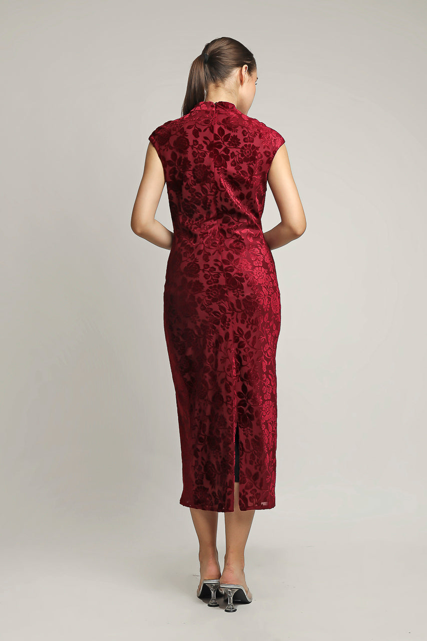 Bloom et Champs Dress Velvet Bordeaux