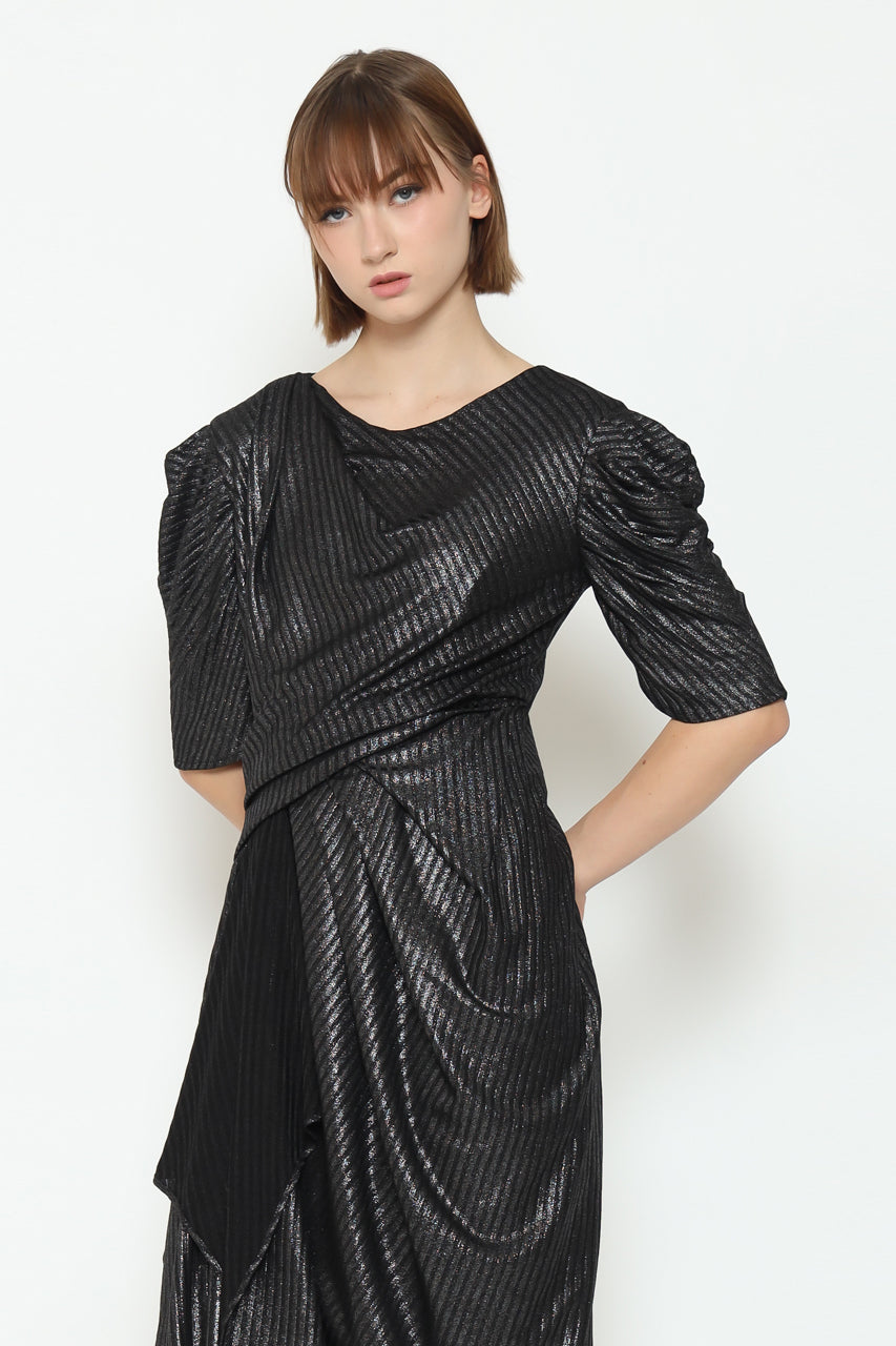 Bloom et Champs Dress Ploi Tangan Balon Glitter