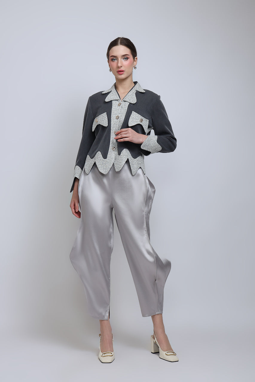 Bloom et Champs Blazer Mocci in Grey Tweed