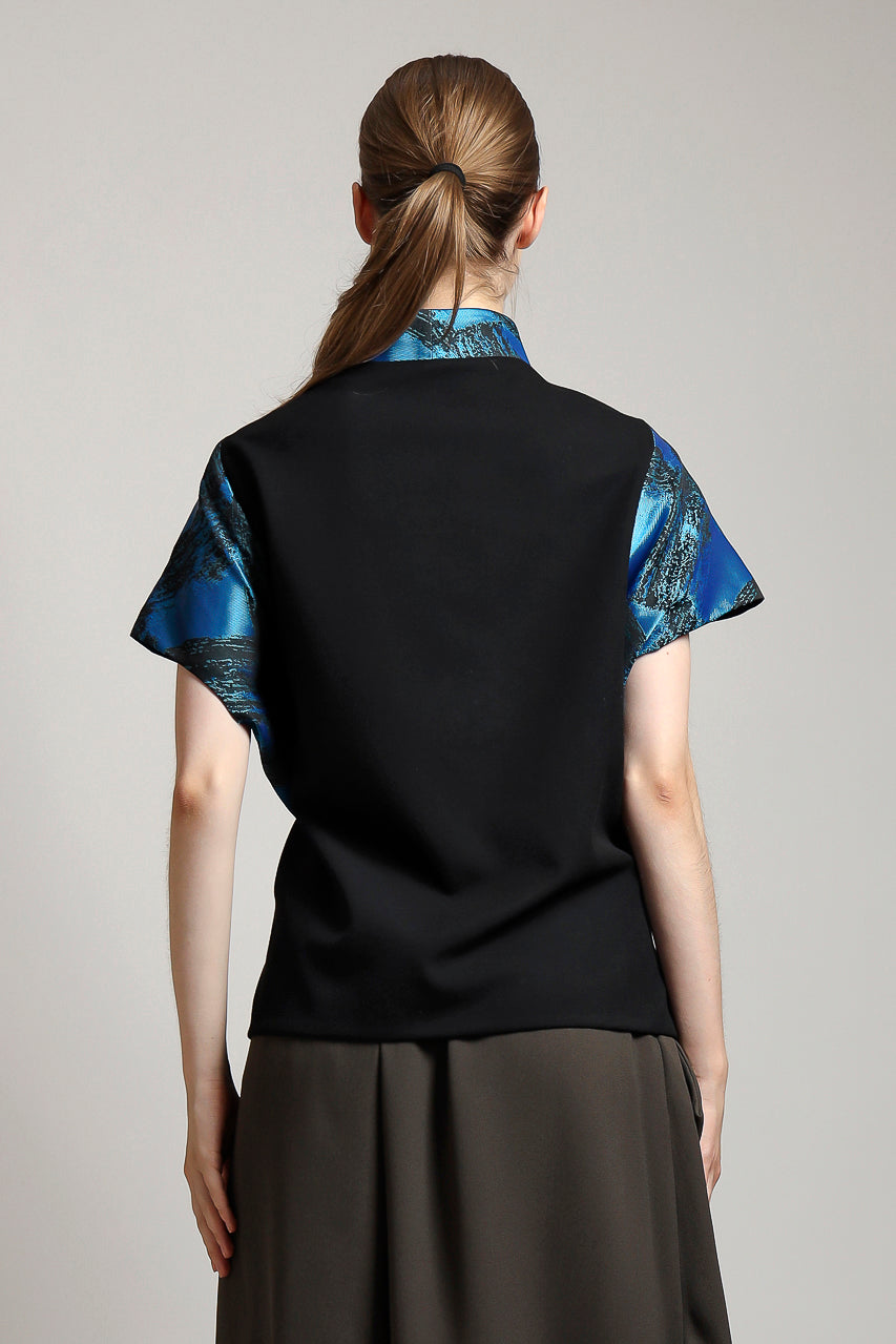 Bloom et Champs Kimono Pita in Tosca Jacquard/ Grey Assymetrical Pants