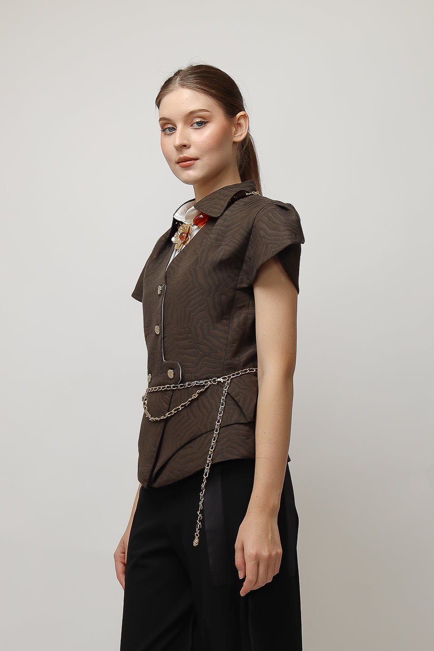 Bloom et Champs Caramel Collar CC Blouse