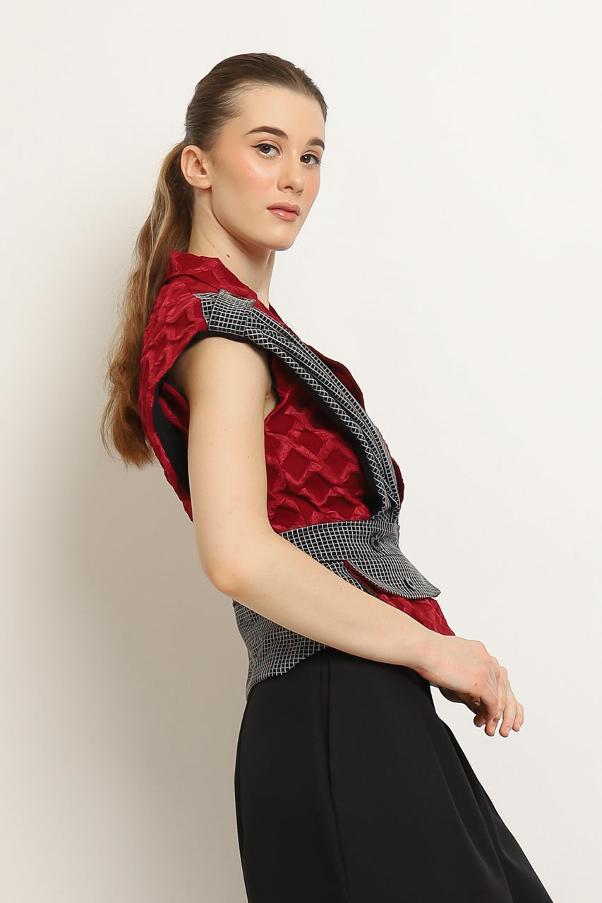 Bloom et Champs Set Top Embossed in Red
