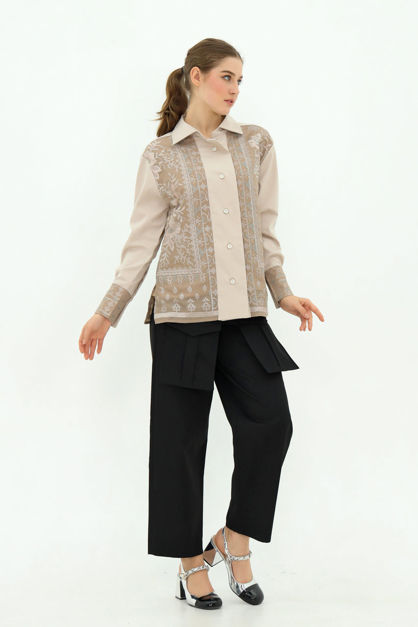 Bloom et Champs Nude Embroidered Shirt