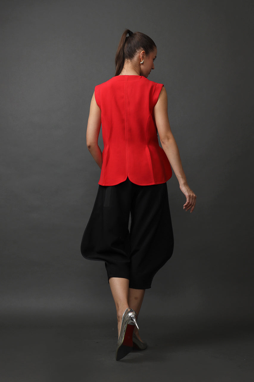 Bloom et Champs Callia Floral Blouse in Red/ Trumpet Pants