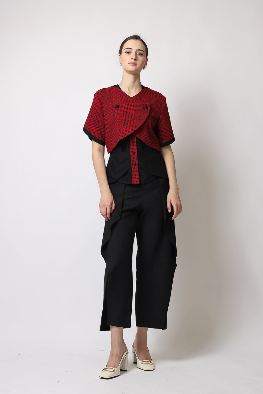 Bloom et Champs Collins Blouse Red Checkered
