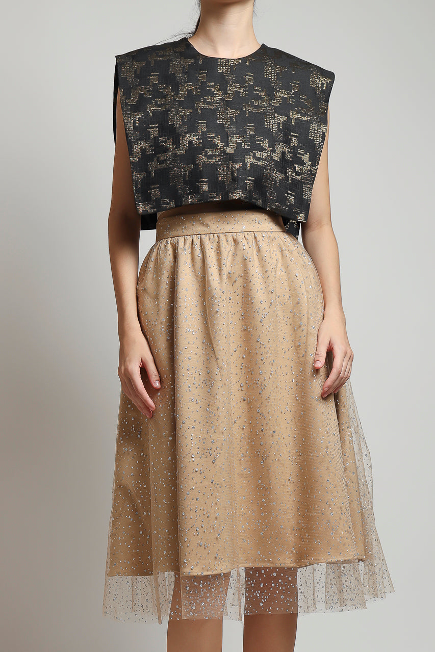 Bloom et Champs Tutu Skirt in Beige/Top Jacquard Kotak
