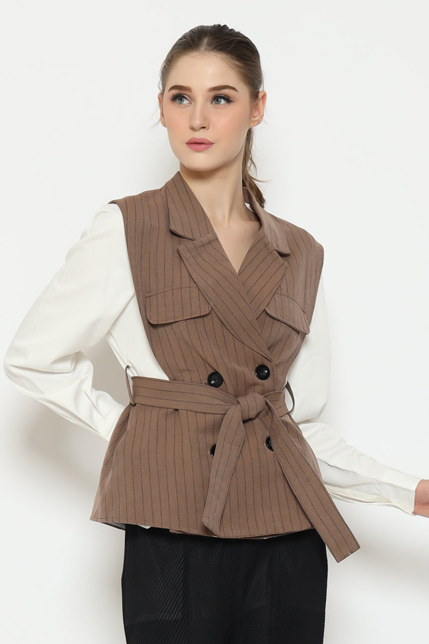 Bloom et Champs Kemeja Salur Mocha