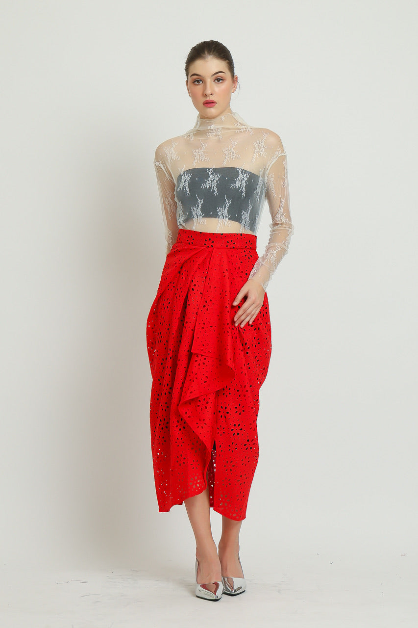 Bloom et Champs Rok Eyelet Linen Merah