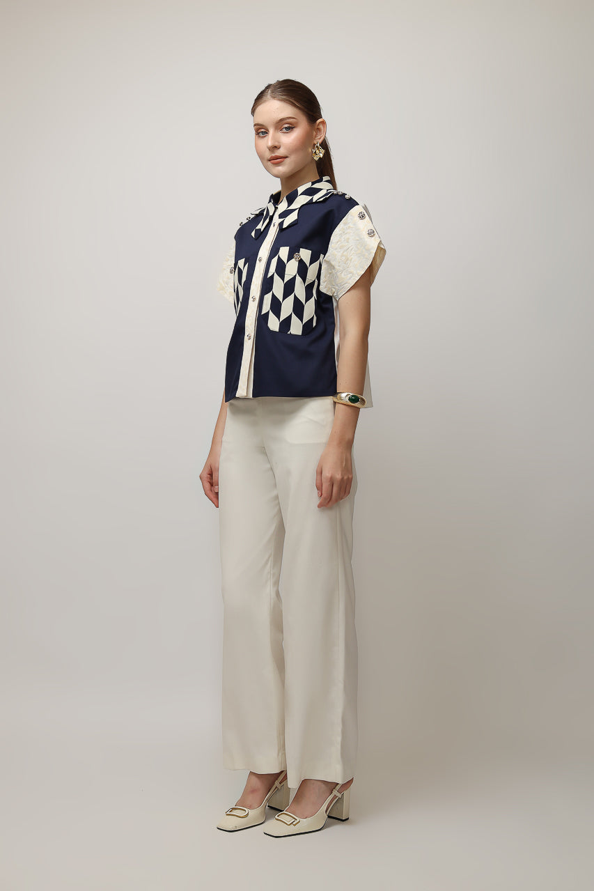 BLoom et Champs Kemeja Catur Navy