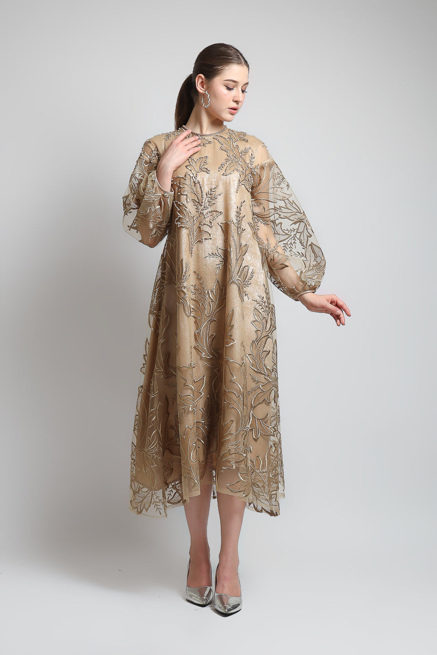 Bloom et Champs Fiona Leaves Dress with Beading