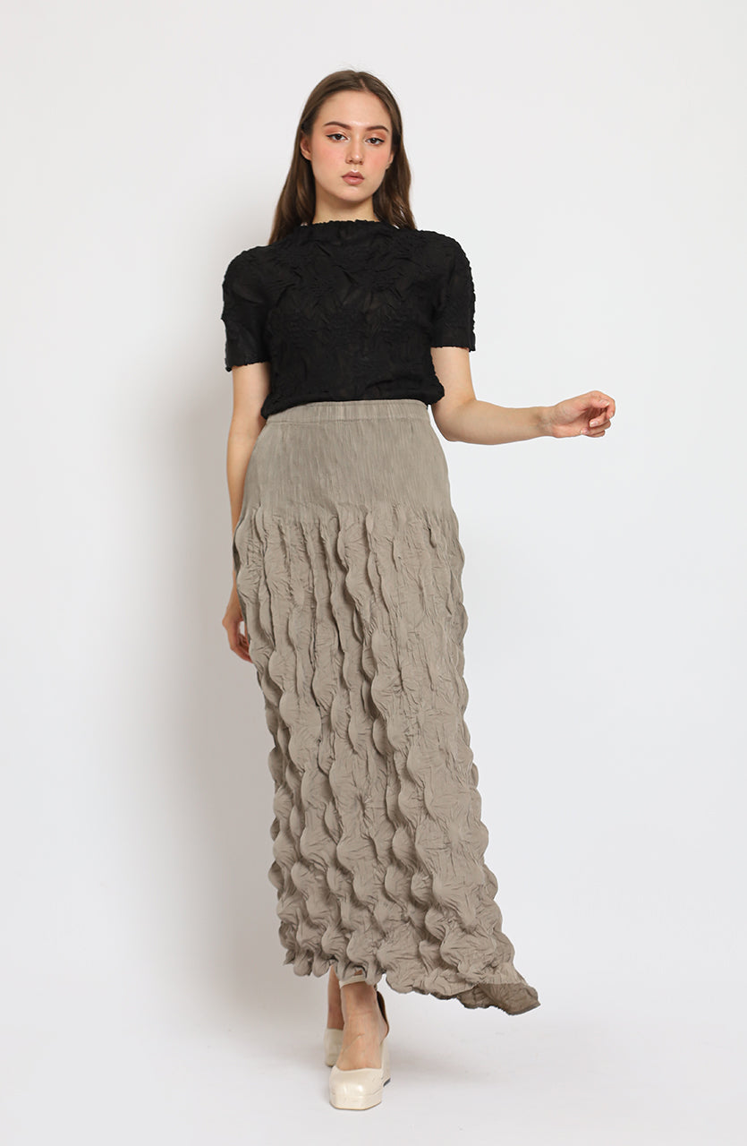 Bloom Pleats Embossed Skirt / Floral Pleats Top