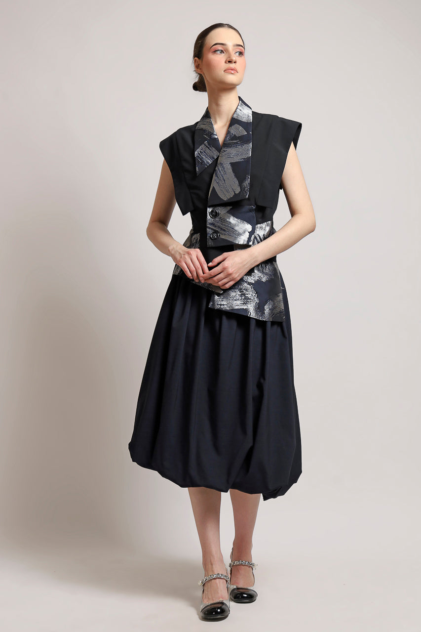 Bloom et Champs Set Jacquard Balloon Vest / Skirt