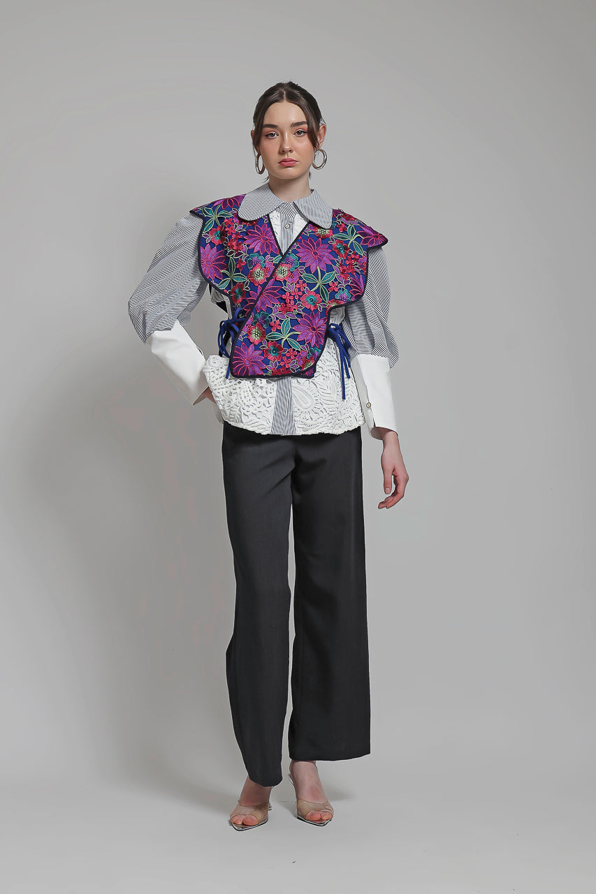 Bloom et Champs Rompi Violet Floral/ Kemeja Marcel Putih