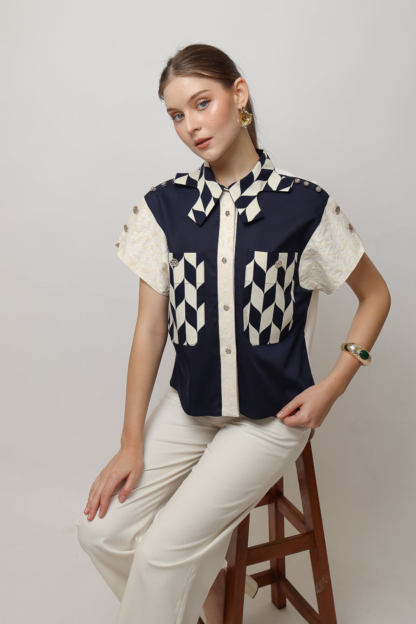 BLoom et Champs Kemeja Catur Navy