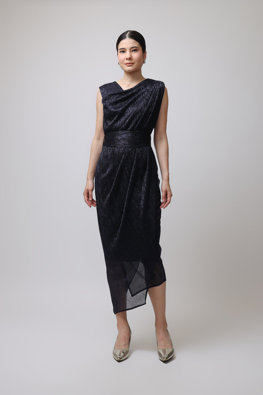 Bloom et Champs Silverish Dress in Blue Black