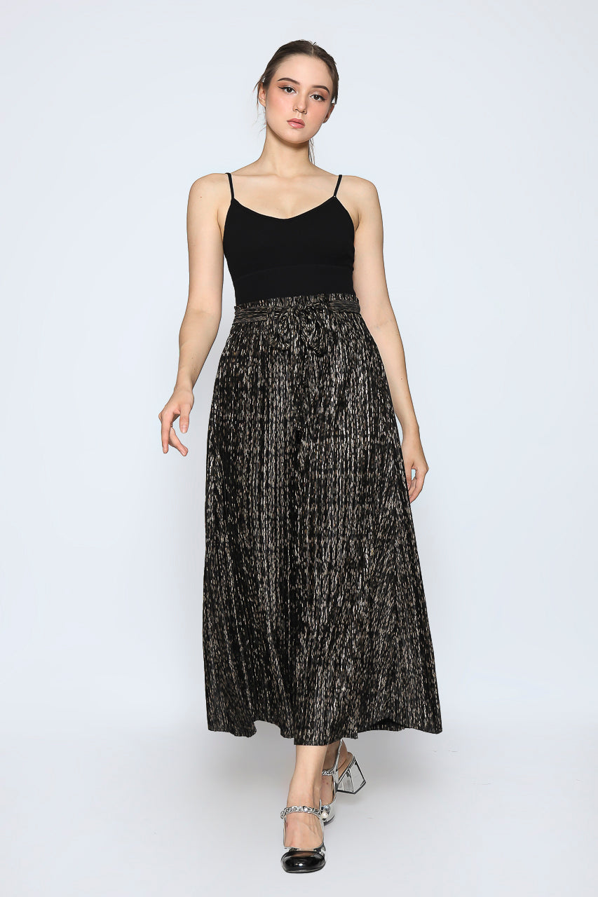 Bloom Pleats Blue Black Goldish Pants