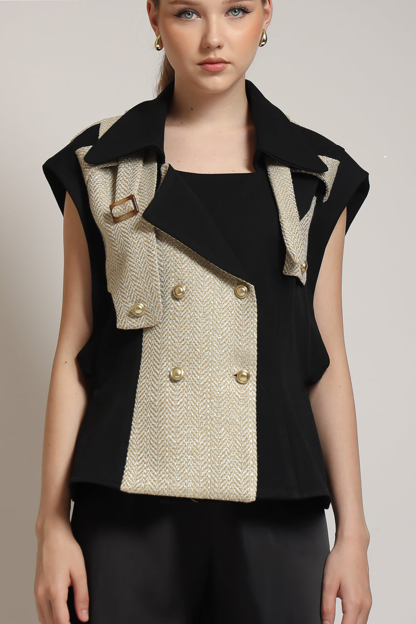 Bloom et Champs Blazer Acrylic Lapel Black