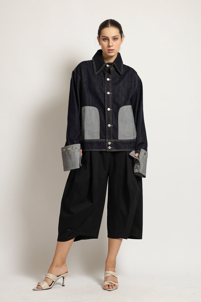 Bloom et Cotton Denim Jacket with removable Sleeve