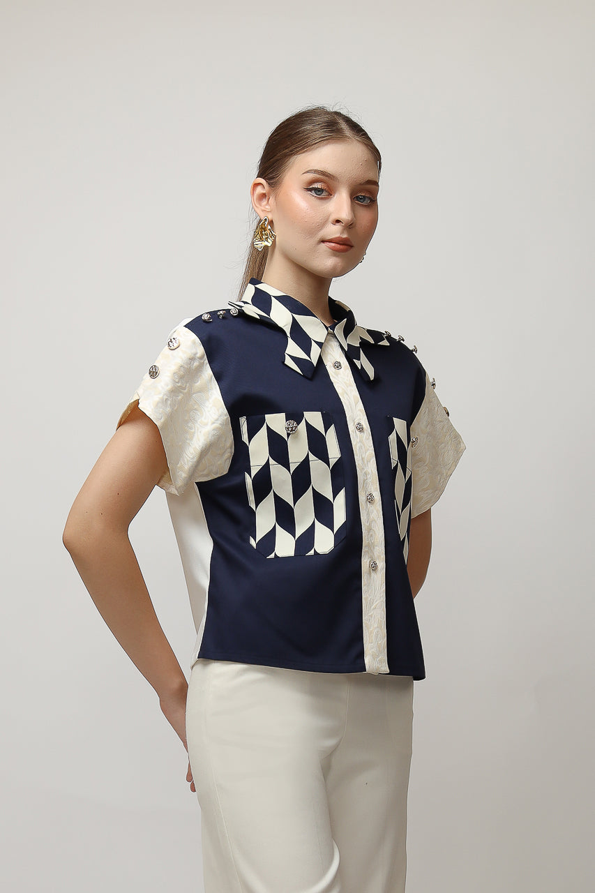 BLoom et Champs Kemeja Catur Navy