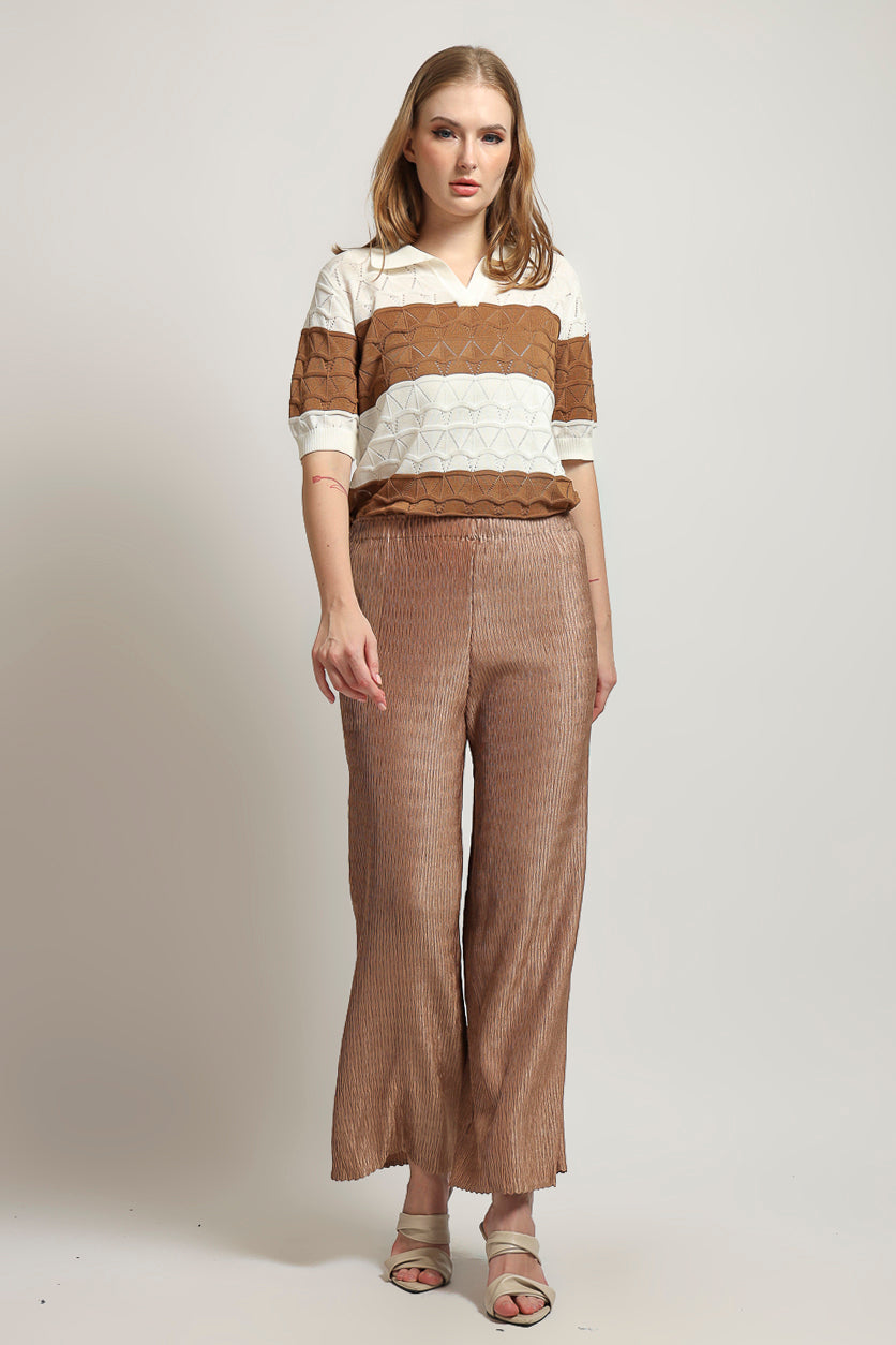 Bloom Et Cotton Stripes Knit in Beige
