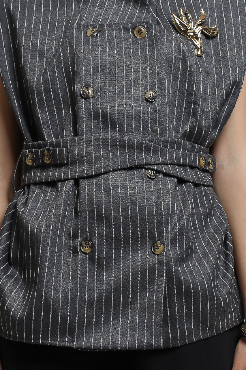 Bloom et Champs Grey Wool Vest Blouse