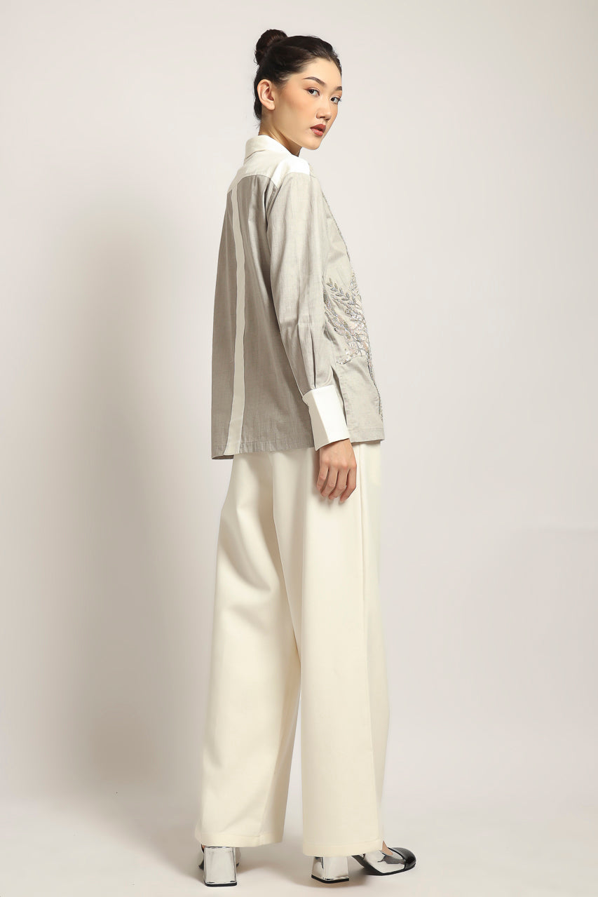 Bloom et Champs Grey Cotton Embellished Shirt