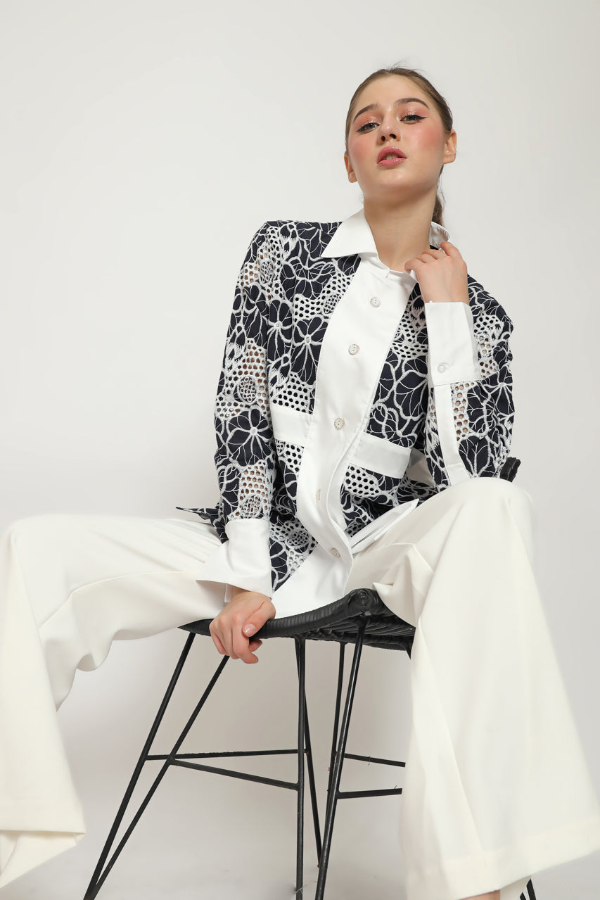 Bloom et Champs Kemeja Bordir Navy